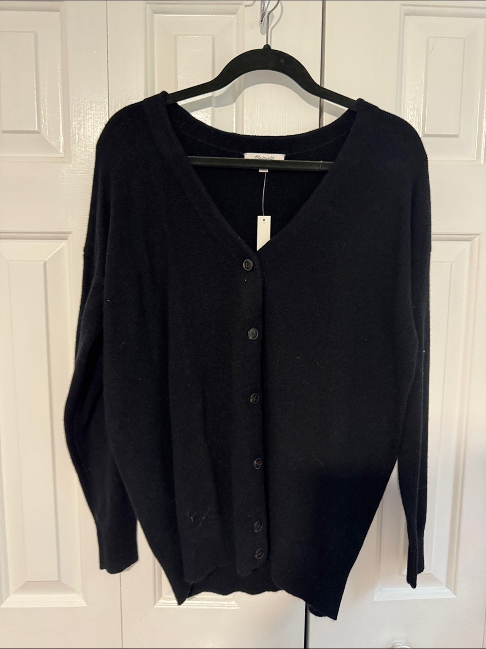 Madewell Black V-Neck Button Front Cardigan